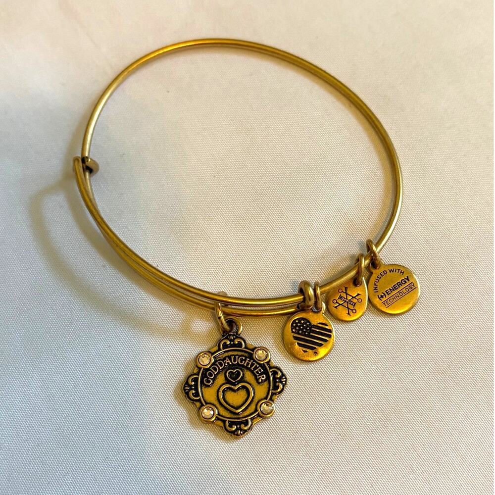 Alex and Ani Because I Love you GODDAUGHTER Bracelet Bangle Gold Tone